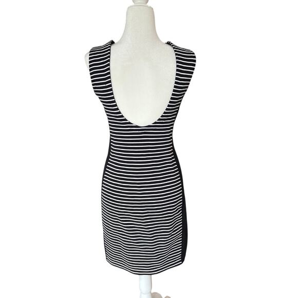 Athleta Scoop Back Black and White Striped Sleeveless Mini Dress Women's Size S - Picture 2 of 10